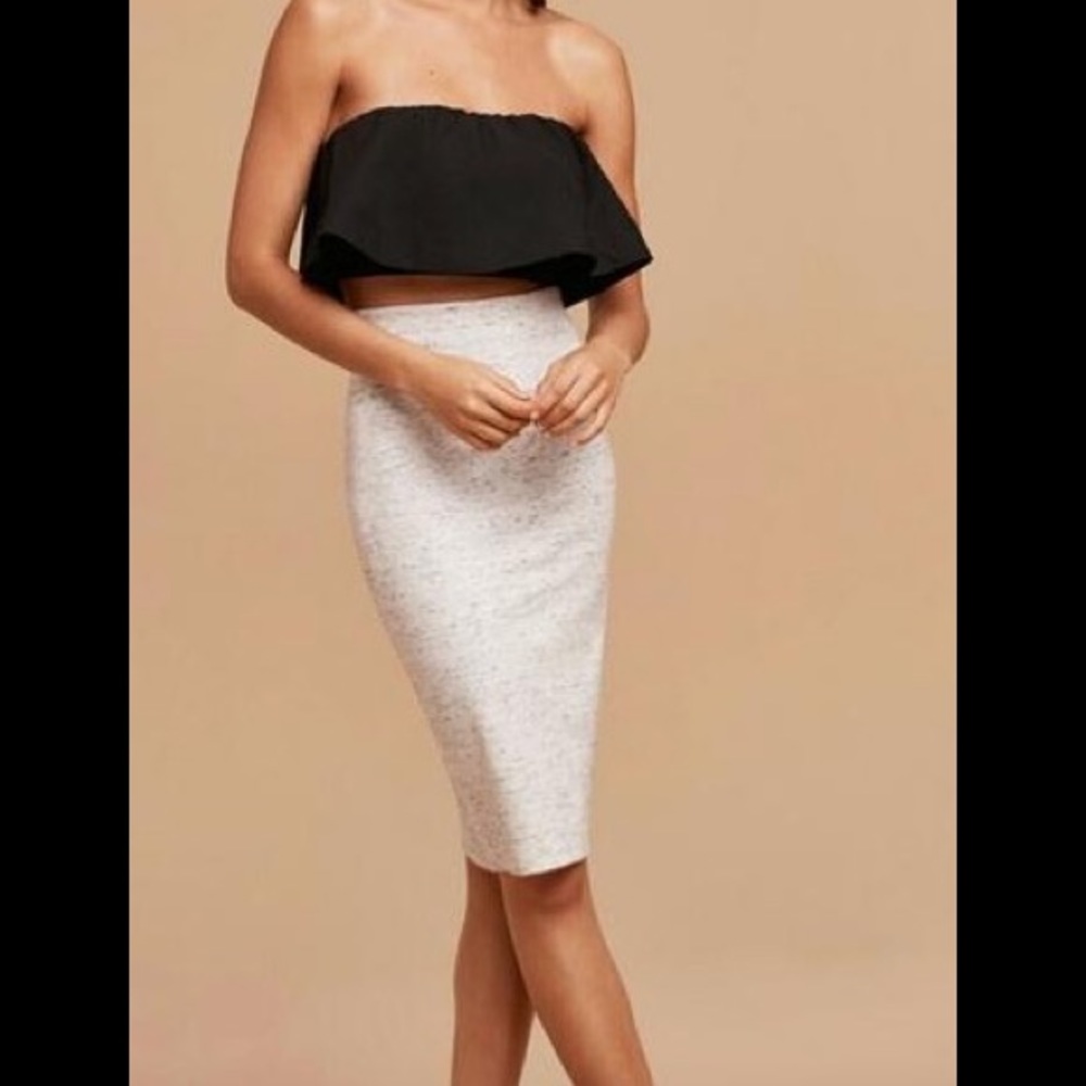 Wilfred Aritzia Gray Elastic Waist Straight Knee Length Casual Skirt size small